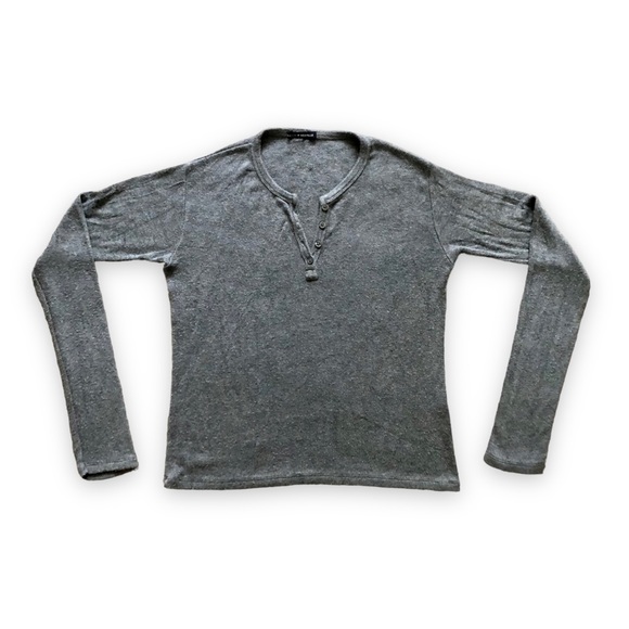 Brandy Melville Tops - Brandy Melville Gray Ribbed Long Sleeve Henley